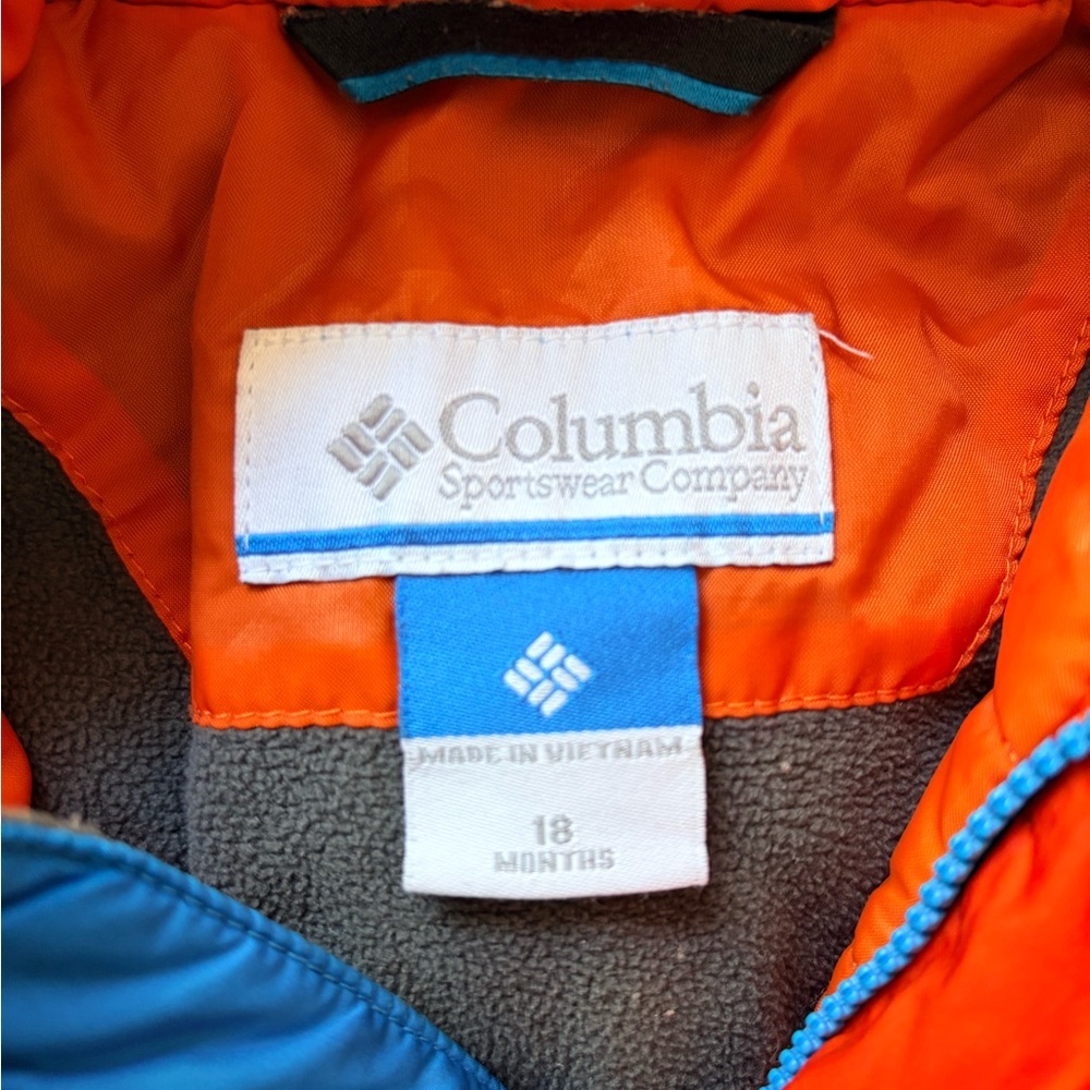 Kids Columbia Vibrant Blue and Orange Outdoor Jacket Size 18m - Picture 5 of 5